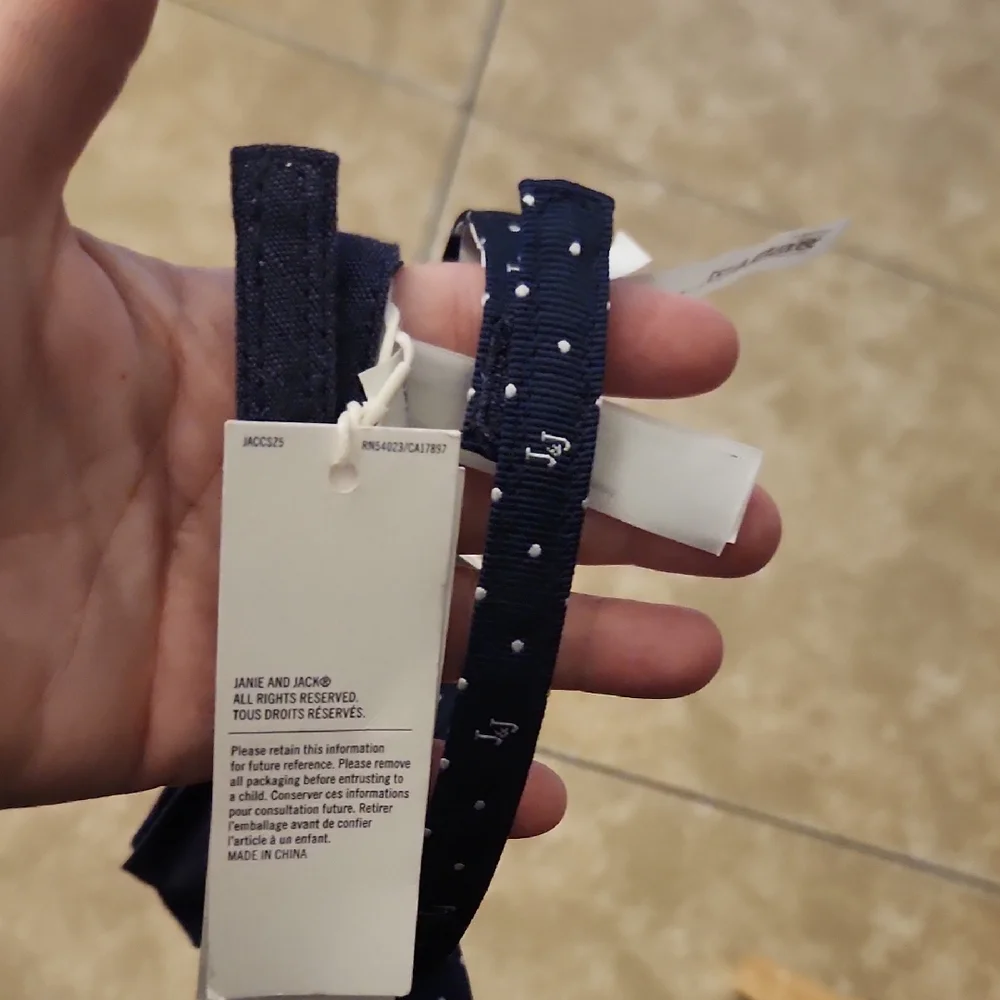 Janie and Jack Navy Bow Tie with White Dots and Solid Blue